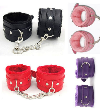 HW Sexy Leather Chain Handcuffs Restraints Dominatrix SM Sex toys Hand Cuffs Tools women sex toys adult