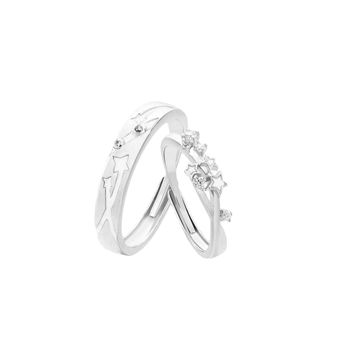 2Pcs Fashion Blue Luminous Star Couple Ring Glow In Dark Fluorescent Zircon Ring Women Men Adjustable Finger Rings Jewelry Gifts