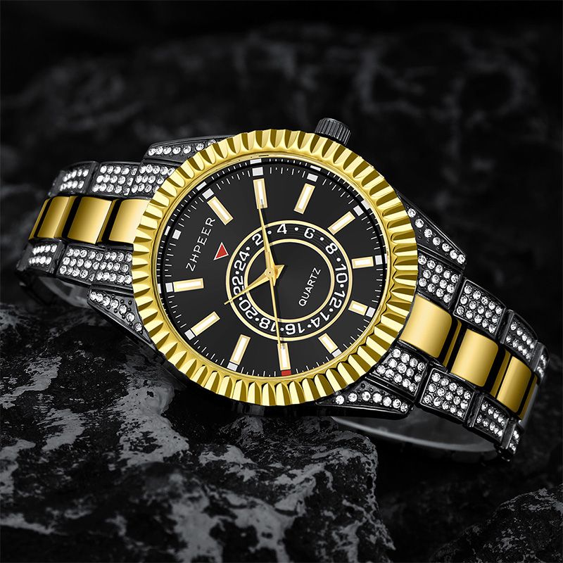 3PCS Set Fashion Mens Calendar Watches Men Business Stainless Steel Quartz Wristwatch Male Casual Necklace Bracelet Watch