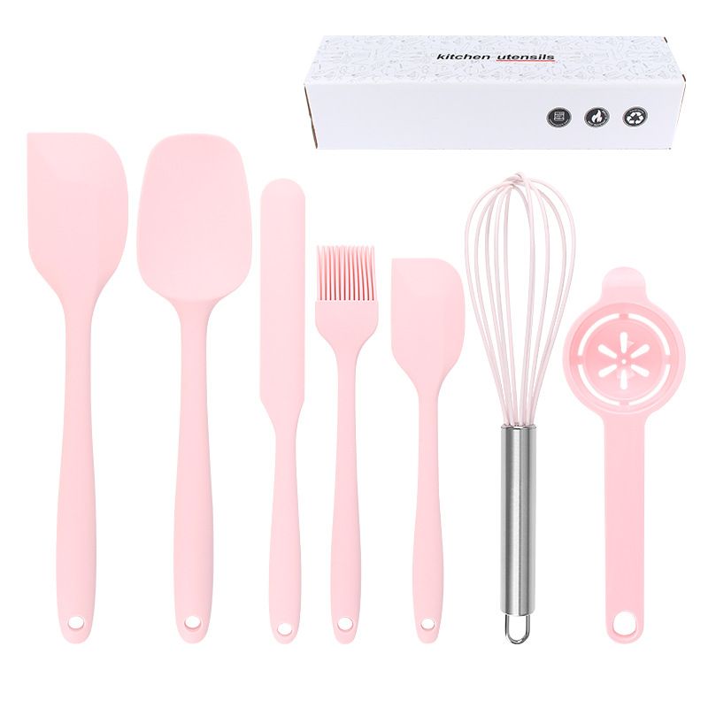 7 Pieces Silicone Spatula Set Food Grade Non Stick Heat Resistant Spatulas Turner for Cooking Baking Mixing Bakeware Tools Cooking Utensils