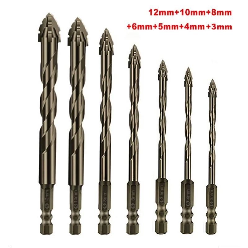 High-hard Four-edged Serrated Eccentric Drill Hand Tools For Dry Drilling Of Ceramic Tiles Glass Marble Concrete Stainless Steel Drill Bits, The Site All Porcelain Concrete Wall Brick Impact Steel Bar