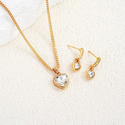 3 Pieces / Set Golden Zircon Earring Necklace Set High-End luxury Jewellery Set