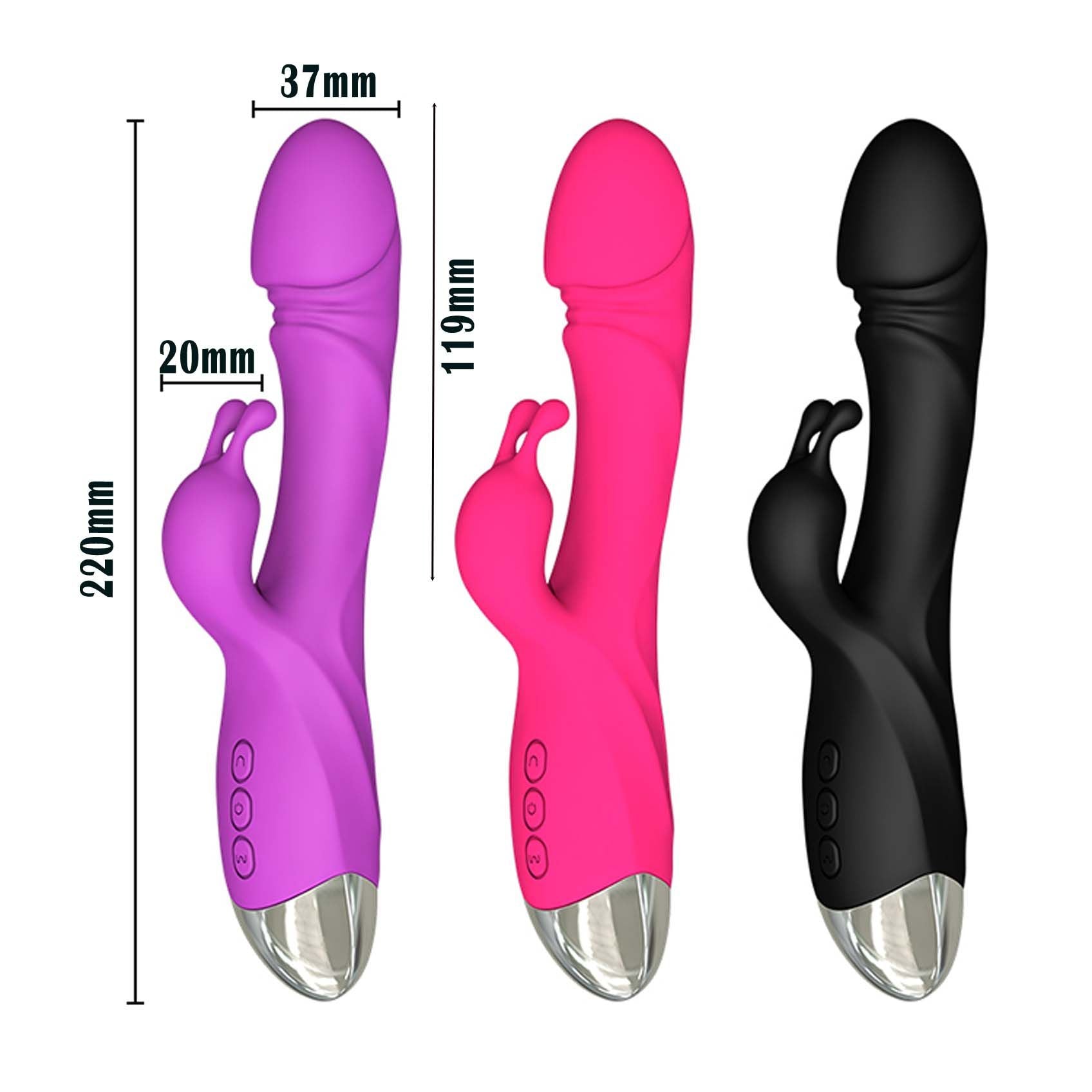 Realistic Dildo Rabbit Veined G Spot Vibrator Rechargeable Waterproof Powerful Vibrating Clit Stimulator Handhold Dual Motors Massager Adult Sex Toy for Ladies Women Couple