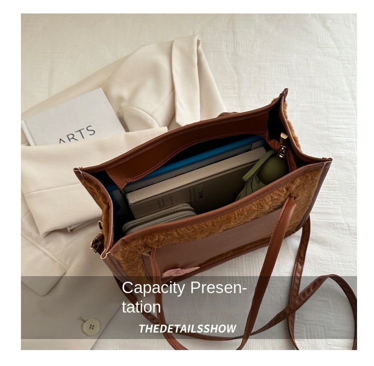 Tote Bags shoulder bag Butterfly decorative Mariposa Tote PU leather with Fluffy bag