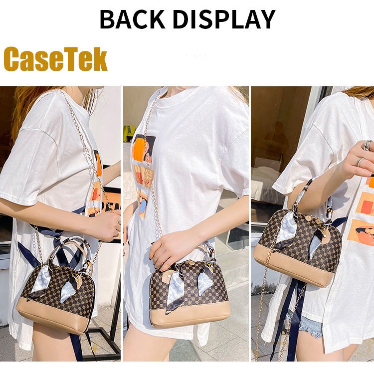 New arrival small small sling bag check video fast delivery CaseTek Women's small sling bag Fashion Handbags with scarf ladies Shoulder bag good designPU bag