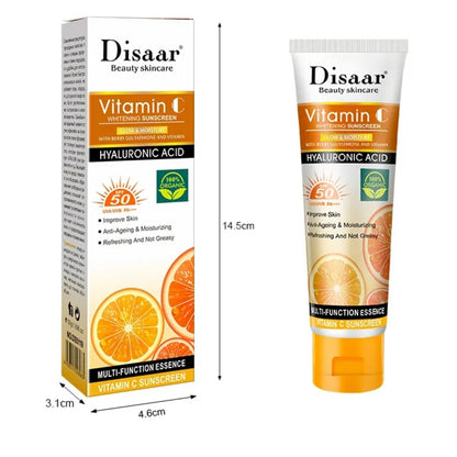 Vitamin C Sunscreen Rice Sun Cream SPF 50+ High UVA UVB Protection with Hyaluronic Acid Berry Glutathione Sun Cream PA+++ UVA UVB Sun Block - Disaar