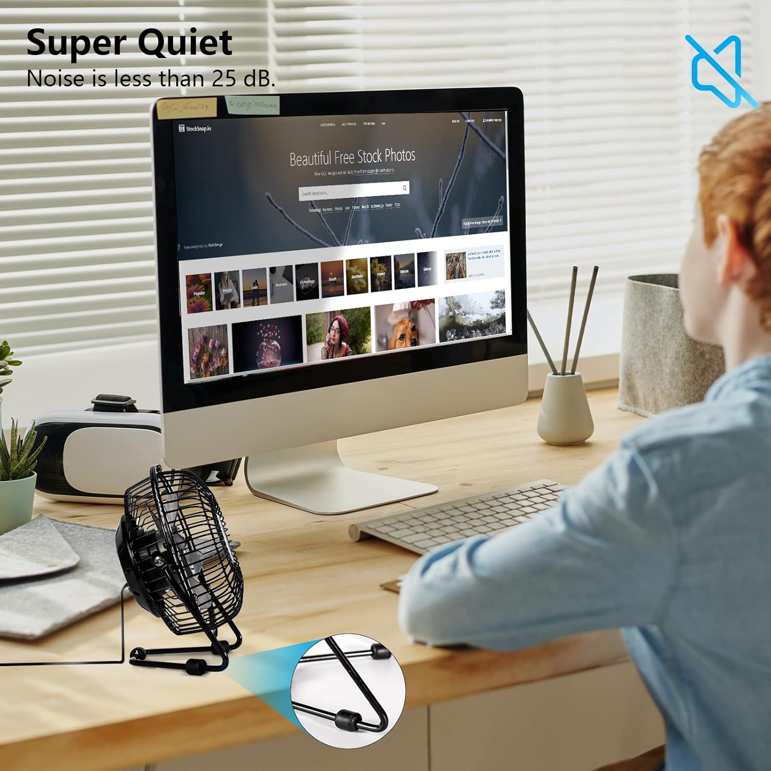 4 Inch Mini Fan with Metal Construction,Powerful USB Powered,360° Rotation desk Personal Cooling Usb fans small quiet for Home Office Bedroom