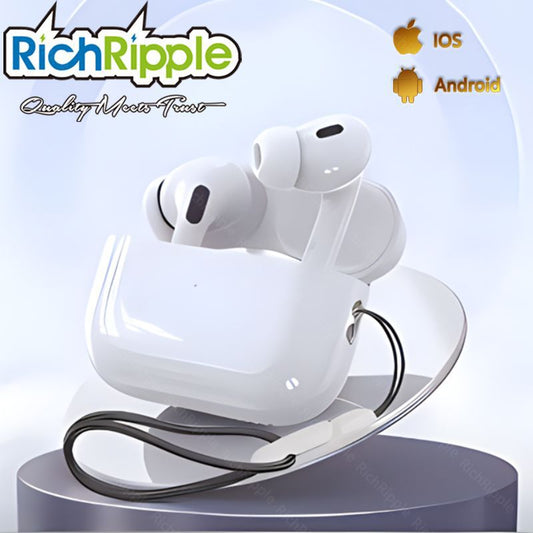 RichRipple New Upgraded Pods PRO2 TWS Wireless Bluetooth Earphone with Hanging Cord Touch Control Noise Cancelling Earpods Pro 2 With Wireless Charging Box