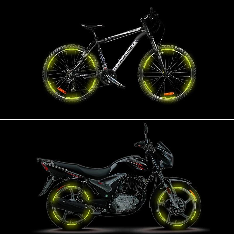 20pcs Car Wheel Hub Reflective Sticker Tire Rim Reflective Strips Luminous Sticker for Night Driving Car Bike Motorcycle Wheel Sticker Car-Styling Accessories