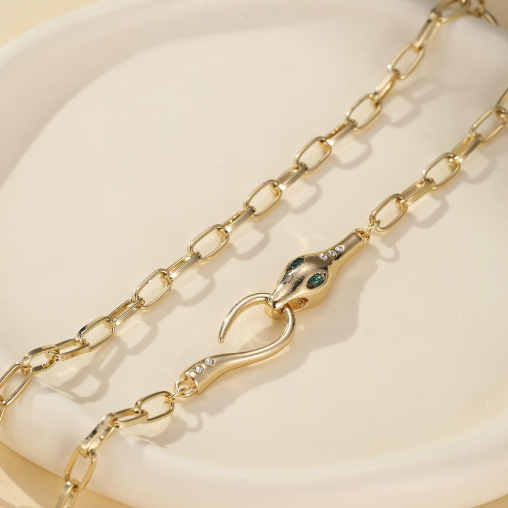 UPHUI Ladies' Golden Snake Necklace Silver Snake Pendant Necklace Layered Serpentine Necklace Square Crystal Haoshi Ladies' Serpentine Gold Necklace Fashion Necklace Exquisite Snake Jewelry