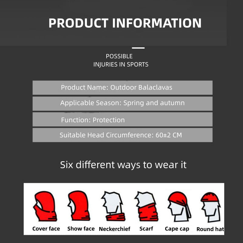 Outdoor sports riding mask balaclavas windproof dustproof breathable male and female motorcycle head cover facial sunscreen head set