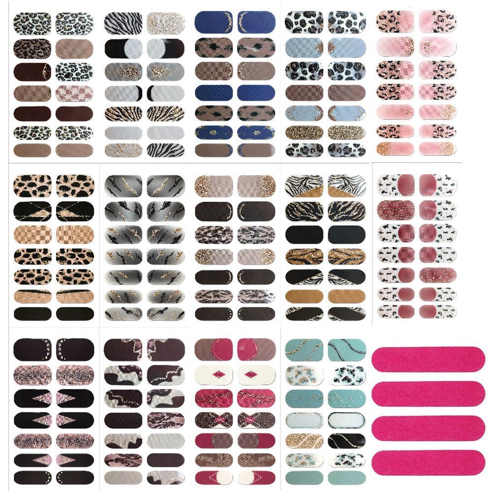196 Pcs 14 Sheets Waterproof Full Wrap Nail Stickers Nail Polish Strips Gradient Stickers Glitter Self Adhesive DIY Art Decals Strips with 4 Pcs Nail Files for Nail Decor