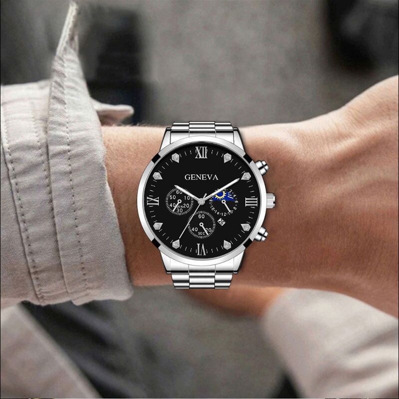 Quartz Watches This Year's Popular Personality Fashion New Steel Strap Watch Men's Simple Leisure Rudder Set Bracelet Quartz Watch