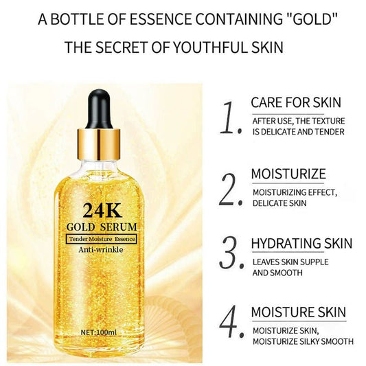 [Promotion] 100ml 24k Gold Hyaluronic Acid Nicotinamide Face Serum Anti Aging Facial Lifting Collagen Essence Skin Care Whitening Serum