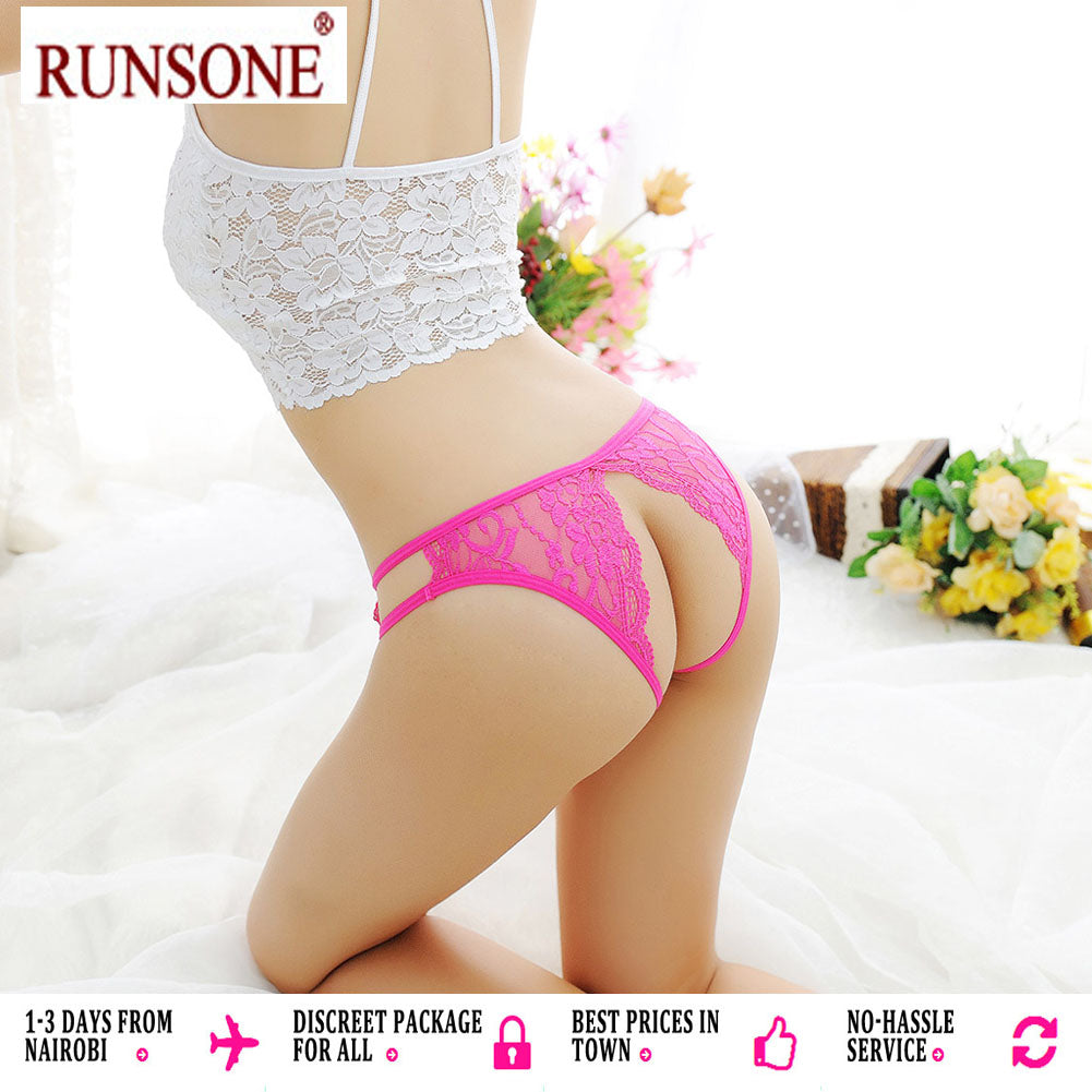 Womens Sexy Open Crotch Thong Floral Lace Tanga Crotchless Panties Mesh Lingerie Underwear G-string Brief For Ladies Girls Wife