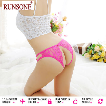 Womens Sexy Open Crotch Thong Floral Lace Tanga Crotchless Panties Mesh Lingerie Underwear G-string Brief For Ladies Girls Wife