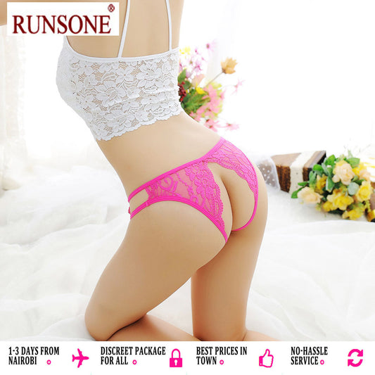 Womens Sexy Open Crotch Thong Floral Lace Tanga Crotchless Panties Mesh Lingerie Underwear G-string Brief For Ladies Girls Wife