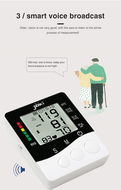 Professional Upper Arm Digital Blood Pressure Monitor with Cuff Intelligent Pressure Heart Rate Detection Colorful Backlight Heartbeat & Hypertension Detector