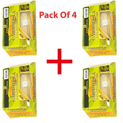 4 Packs Carambola Black Spots Herbal Soap With Honey for Removing Pimples & Blackheads Cleansing Nourishing Bar Bathing Organic Anti Ageing Full Body Natural Deep Cleaning Fruit Fragrance 120g