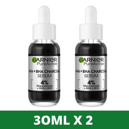 【Discounted】Garnier Charcoal Serum With AHA+BHA 30ml Twin Pack