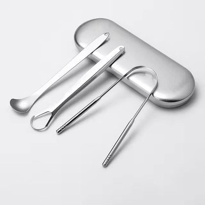 3 Pcs/set Stainless Steel Tongue Scraper Metal Tongue Cleaner Reusable & Eco-friendly Tongue Brush Fresh Breath With Travel Box