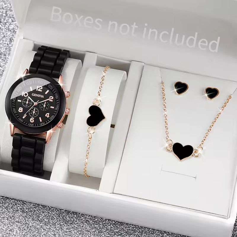 5PCS Women Watches Fashion Silicone Band Women Quartz Watches Jewelry Set Reloj Mujer Girls Clock Gift