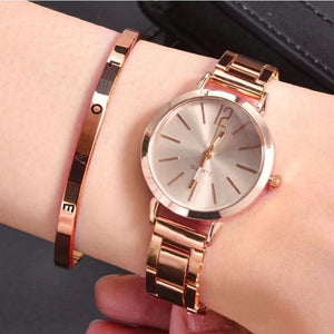 Stainless Steel Women Quartz Watches Bracelet Set For Ladies Lady Watch Wristwatches Female Watches Wrist Watch With Bangle Valentine's Day Christmas Birthday Gifts