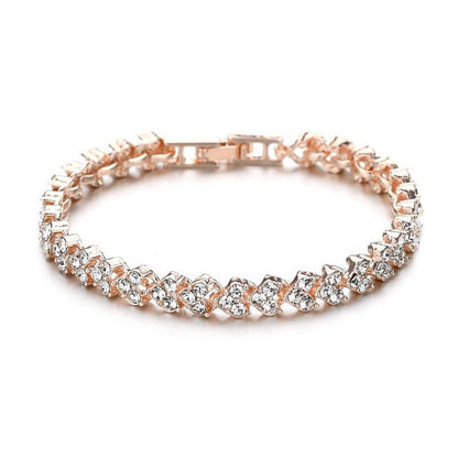 2pcs Luxury Women Rhinestone Rose Gold Watch Fashion Ladies Quartz Diamond Wristwatch Elegant Female Bracelet Watches Set Gift