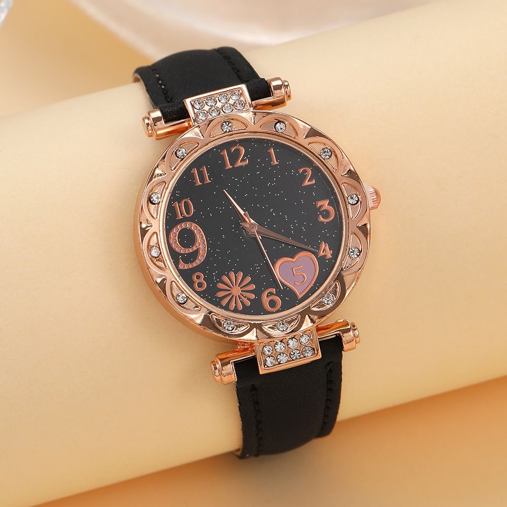 5PCS Set Watch For Women Luxury Leather Analog Ladies Quartz Wrist Watch Fashion Bracelet Watch Set Female Relogio Feminino