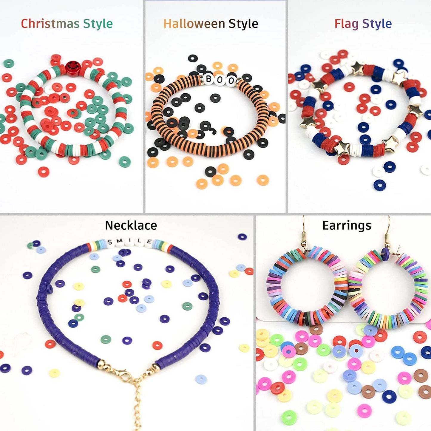 6000 Pcs Clay Beads for Bracelet Making Kit, 24 Colors Flat Round for Jewelry Bracelet Necklace Earring Making for Girls 8-12, Gift