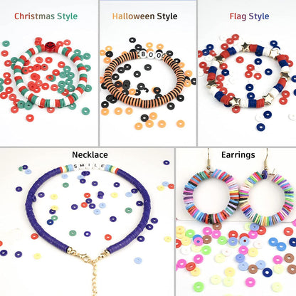 6000 Pcs Clay Beads for Bracelet Making Kit, 24 Colors Flat Round for Jewelry Bracelet Necklace Earring Making for Girls 8-12, Gift