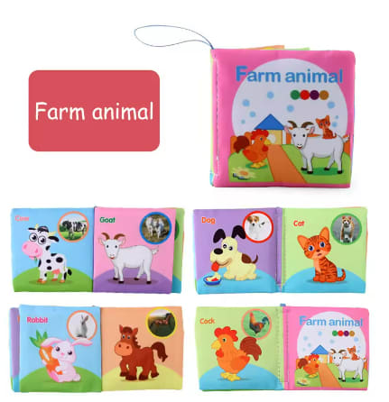 Baby Cloth Books Enlightenment Early Educational Toys Kids Fruits Animal Numbers Food Cognitive Book for Toddlers 0-36 Month