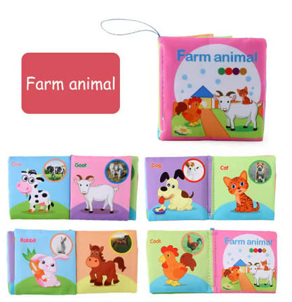 Baby Cloth Books Enlightenment Early Educational Toys Kids Fruits Animal Numbers Food Cognitive Book for Toddlers 0-36 Month