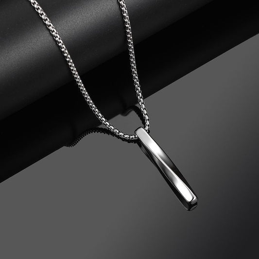Spiral long necklace men and women trend ins simple personality hip-hop men's pendant boys pendant titanium steel cool jewelry