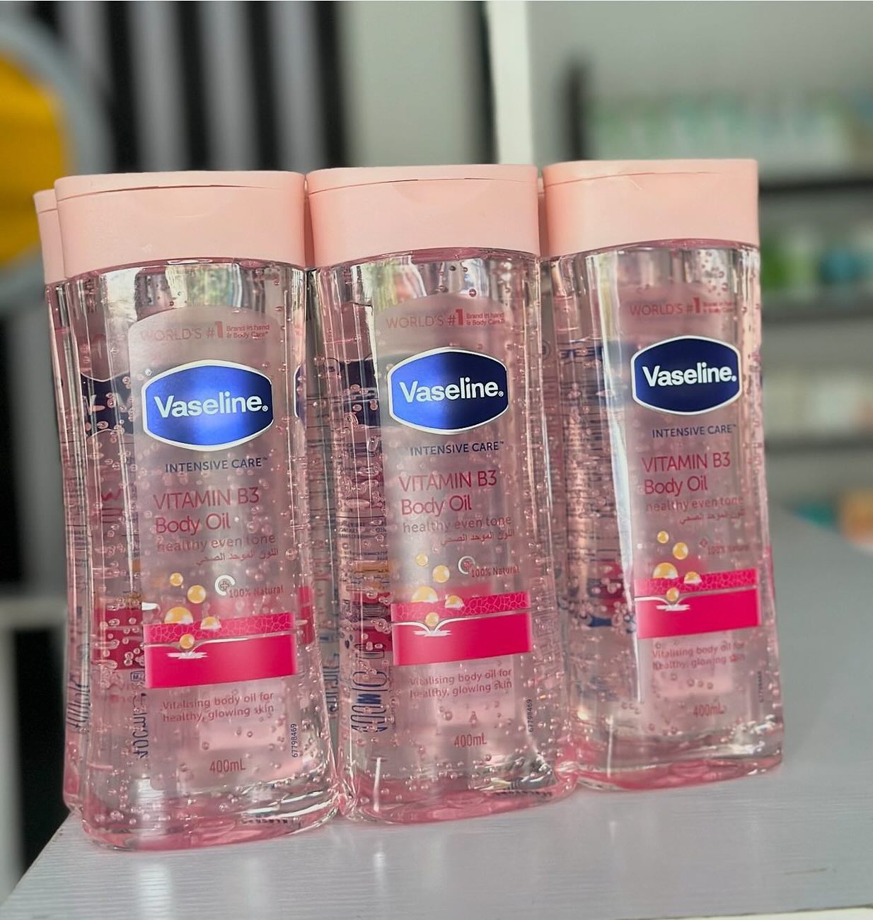 3 Pack Vaseline VITAMIN B3 Intensive Care Body Oil Glowing Skin 3 As Picture Count Body Gel Oil Body Oil Made with 100% Pure Cocoa Butter + Replenishing Oils 6.8oz