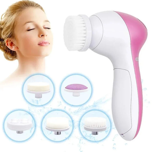 New Arrival 5 in 1 Face Cleansing Brush Silicone Facial Brush Deep Cleaning Pore Cleaner Face Massage Skin Care Waterproof Facial Brush