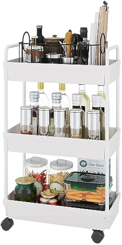 UPHUI 3 Layers Removable Storage Rack Mobile Multi-Functional Organizer Floor Standing Portable Storage Rack for Bathroom Kitchen