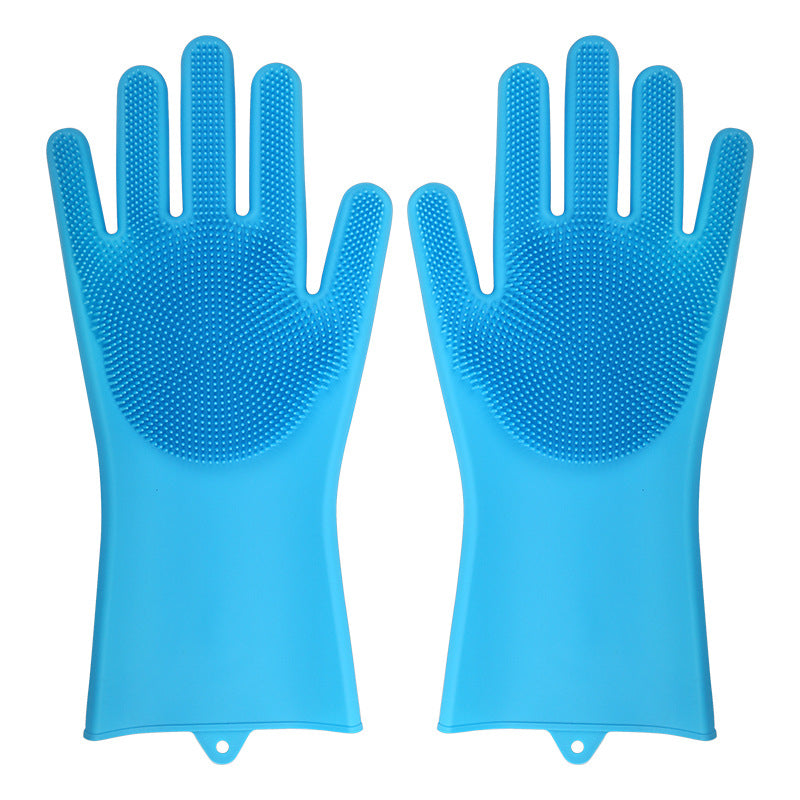 Dishwashing Cleaning Gloves Silicone Rubber Sponge Glove Household Scrubber Kitchen Clean Tools Dropshipping Kitchen