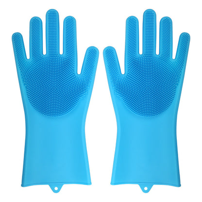 Dishwashing Cleaning Gloves Silicone Rubber Sponge Glove Household Scrubber Kitchen Clean Tools Dropshipping Kitchen