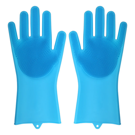 Dishwashing Cleaning Gloves Silicone Rubber Sponge Glove Household Scrubber Kitchen Clean Tools Dropshipping Kitchen