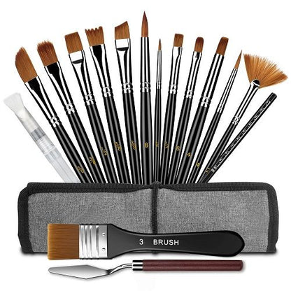Paint Brushes Set, LEDream 18pcs Wooden Handles Artist Brushes with Art Brush Case for Oil Painting