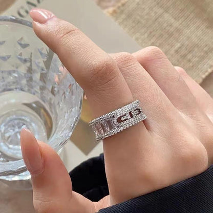 Matte Metal Zircon Butterfly Fried Dough Twists Hollow out Ring for Female Minority Design Personality Versatility Fashion Ring Ring