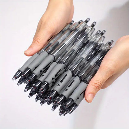 12Pcs/Box Retractable Gel Ink Roller Ball Pens, Bold Point Black Exam Specific For School, Office And Home Use，0.5mm Black Neutral Gel Pens,