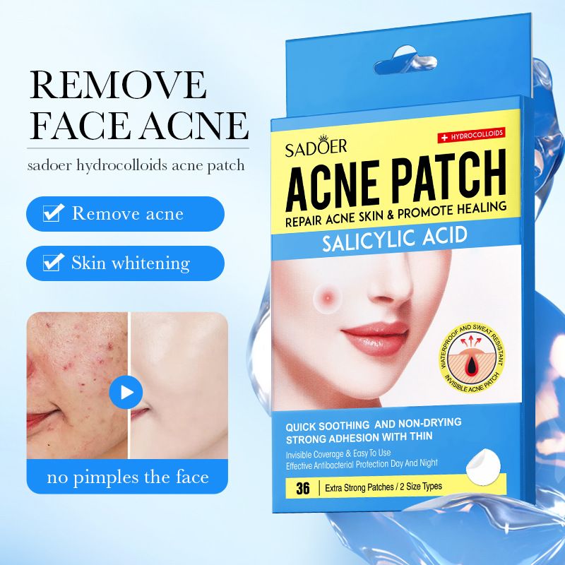 36 Patch Acne Patch Facial Acne Patch Strong Adhesive SADOER Day and Night Facial Invisible Acne Cleansing Repair Water Colloid Acne Removing Patch