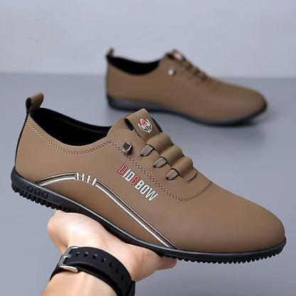 Men's PU Artificial leather shoes business casual shoes boys outdoor light sports shoes fashion students Oxfords walking shoes Daddy single shoes brown