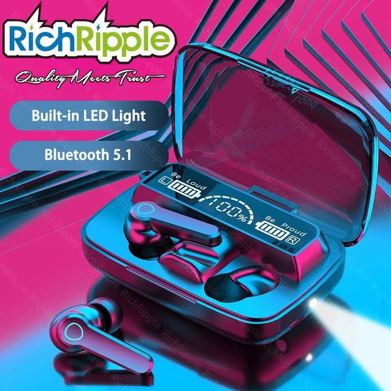 RichRipple M19 TWS Wireless Earphone Bluetooth Headphones 65ms Low Latency Earphones Wireless Headset LED Display