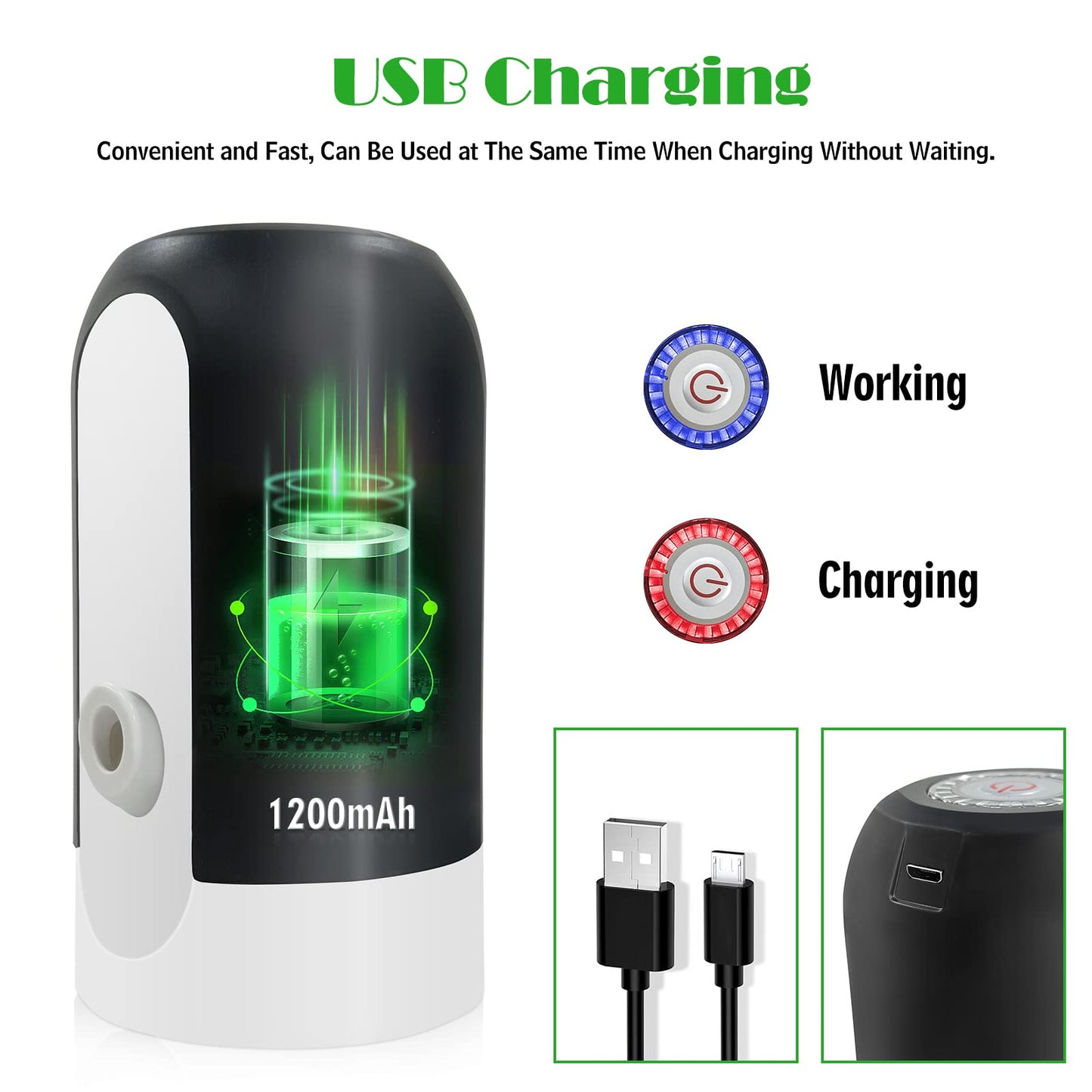 UPHUI Water Extractor Automatic Water Bottle Pump USB Rechargeable Electric Water Bottle Filler Dispenser Portable Universal Water Bottle Pump with Switch for Home Kitchen Office Camping