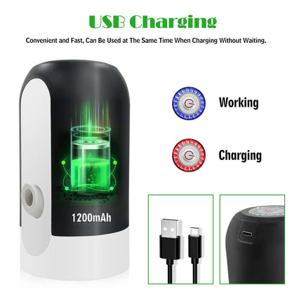 UPHUI Water Extractor Automatic Water Bottle Pump USB Rechargeable Electric Water Bottle Filler Dispenser Portable Universal Water Bottle Pump with Switch for Home Kitchen Office Camping