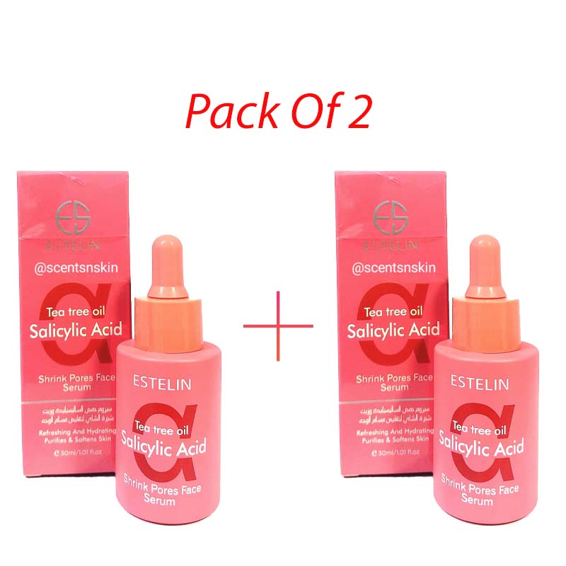 2 Packs Estelin Tea Tree Oil & Salicylic Acid Serum 30ml X 2 Control Excessive Oil Clears Clogged Pores Refreshing And Hydrating Purifies And Softens Skin Face Serum