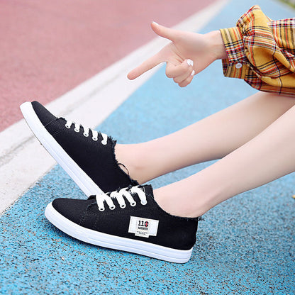ASSKLO rubber flat shoes canvas shoes sports shoes classic women's shoes ladies shoes slip resistant breathable denim casual shoes running shoes student girl sneakers fashion gifts black blue white